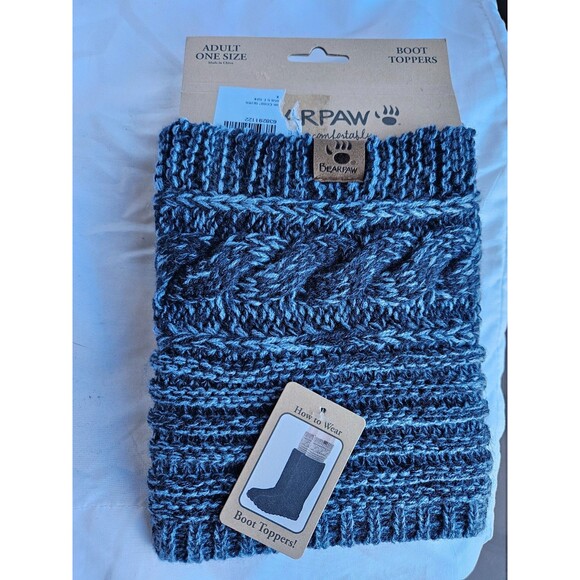 BEARPAW Marled Knit Boot Toppers - Blue Adult Size NEW! - Picture 1 of 3